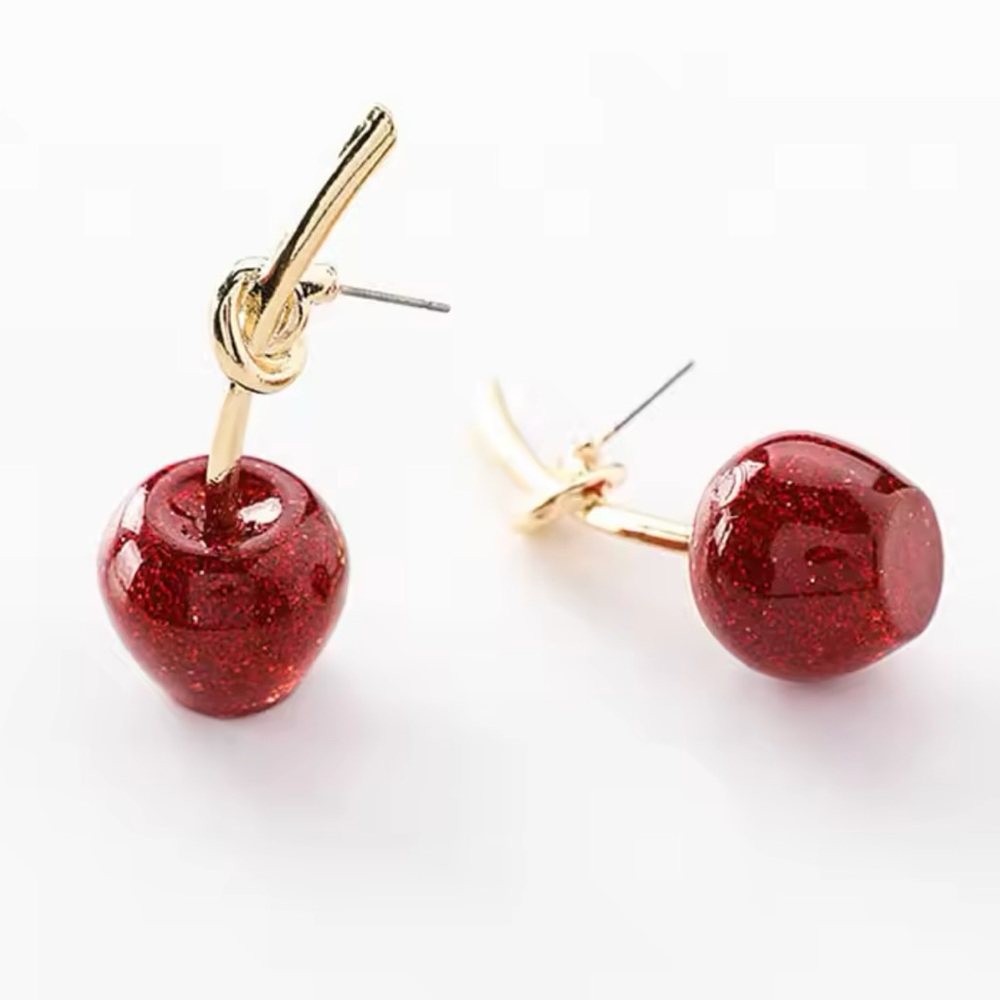 🍒Red Sparkling Cherry Stud Earrings